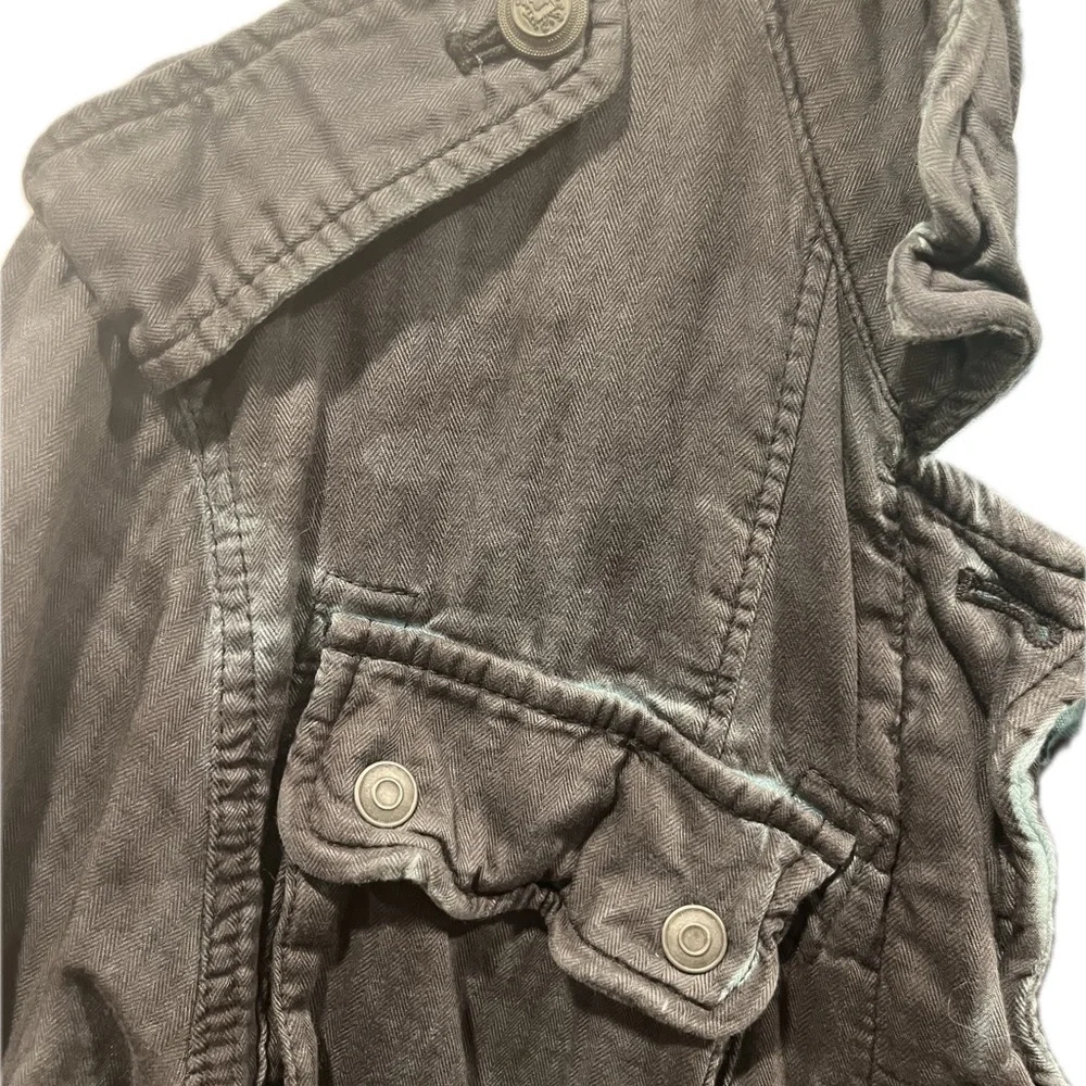 Free People Dark Gray and Aqua Wash detail Utility Jacket Women’s Small